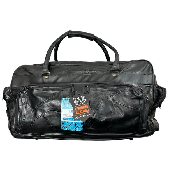 NWT Black Lambskin Leather Duffle Bag MARINE CORPS SCHOLARSHIP FOUNDATION - Picture 4 of 15